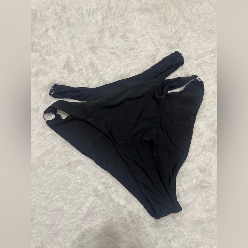 New 2x black bikini bottom shorts festival rave raver rings stretchy outfit